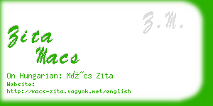 zita macs business card